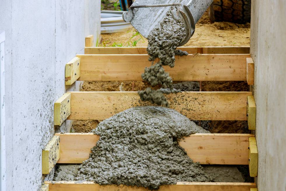 concrete foundation at steps